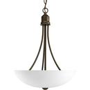 2 Light 100W Foyer Pendant with Etched Glass Antique Bronze