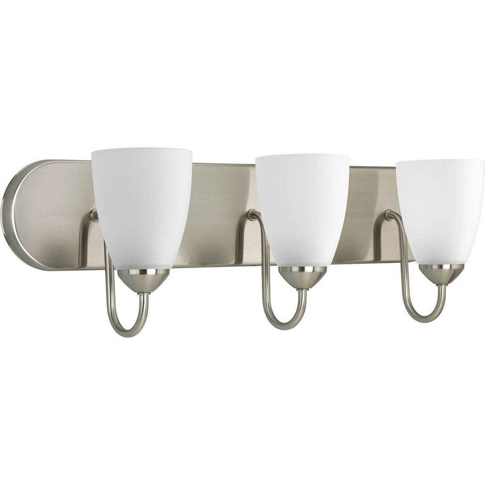 Progress Lighting Brushed Nickel 3 Light 100W Vanity Light Fixture 