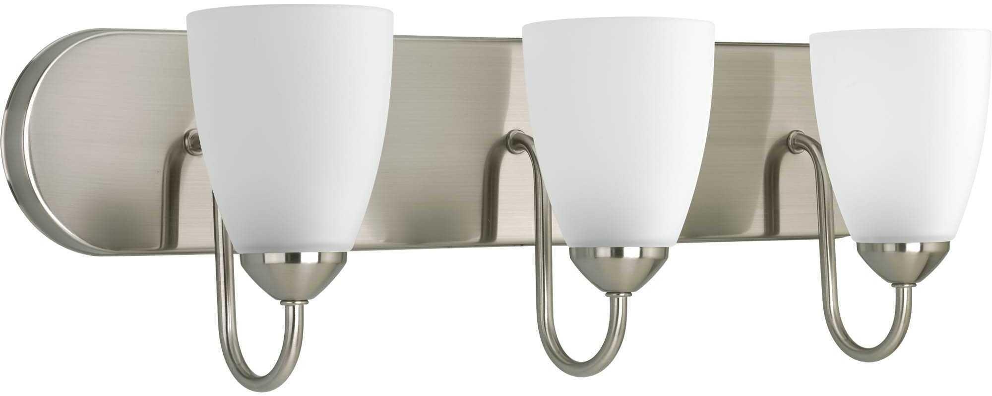 Progress Lighting Brushed Nickel 3 Light 100W Vanity Light Fixture 