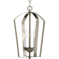 60W 3-Light Candelabra E-12 Base Foyer Lighting in Brushed Nickel