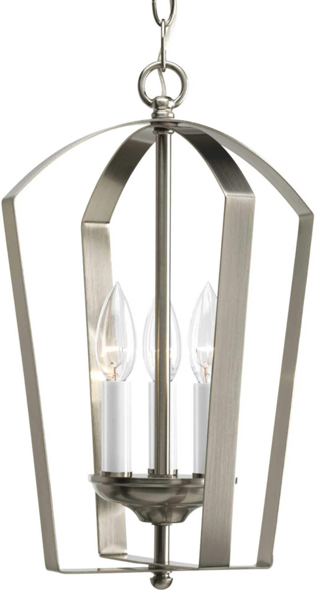 Progress Lighting Brushed Nickel 60W 3-Light Candelabra E-12 Base Foyer Lighting 