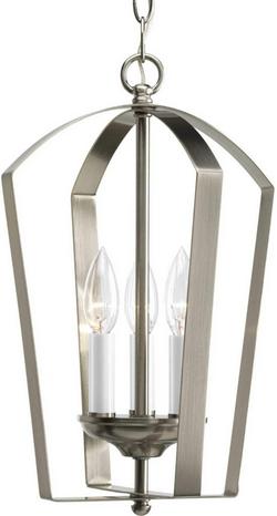 60W 3-Light Candelabra E-12 Base Foyer Lighting in Brushed Nickel