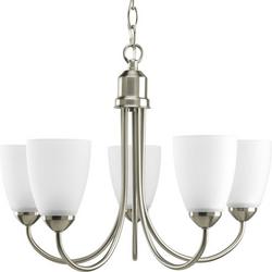 5 Light 100W Chandelier Brushed Nickel