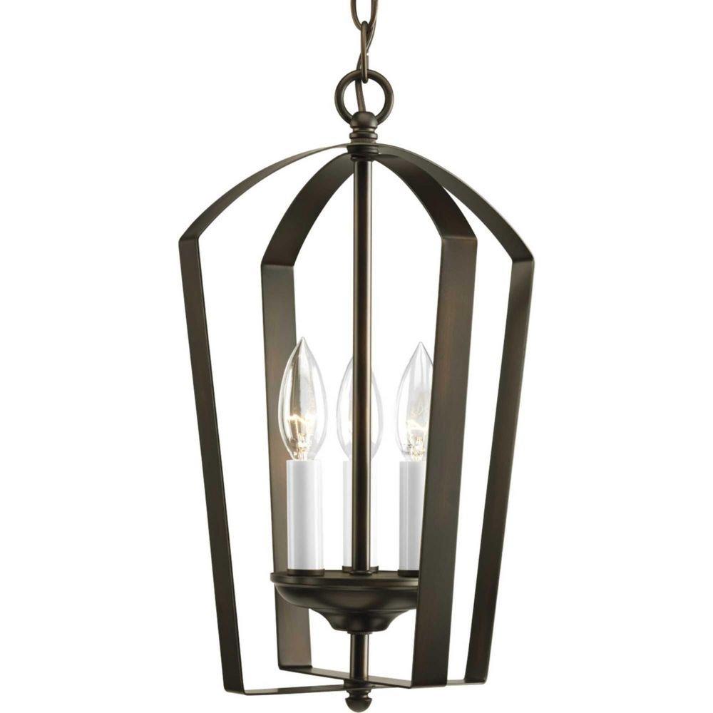 Progress Lighting Antique Bronze 60W 3-Light Candelabra E-12 Base Foyer Lighting 