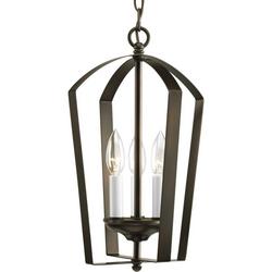 60W 3-Light Candelabra E-12 Base Foyer Lighting in Antique Bronze