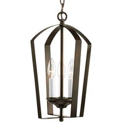 60W 3-Light Candelabra E-12 Base Foyer Lighting in Antique Bronze