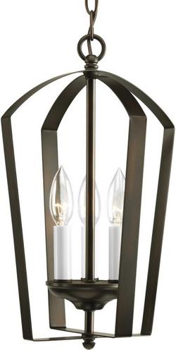 60W 3-Light Candelabra E-12 Base Foyer Lighting in Antique Bronze