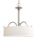 Progress Lighting Brushed Nickel 3 Lights Medium Pendant with Beige Linen Shade 