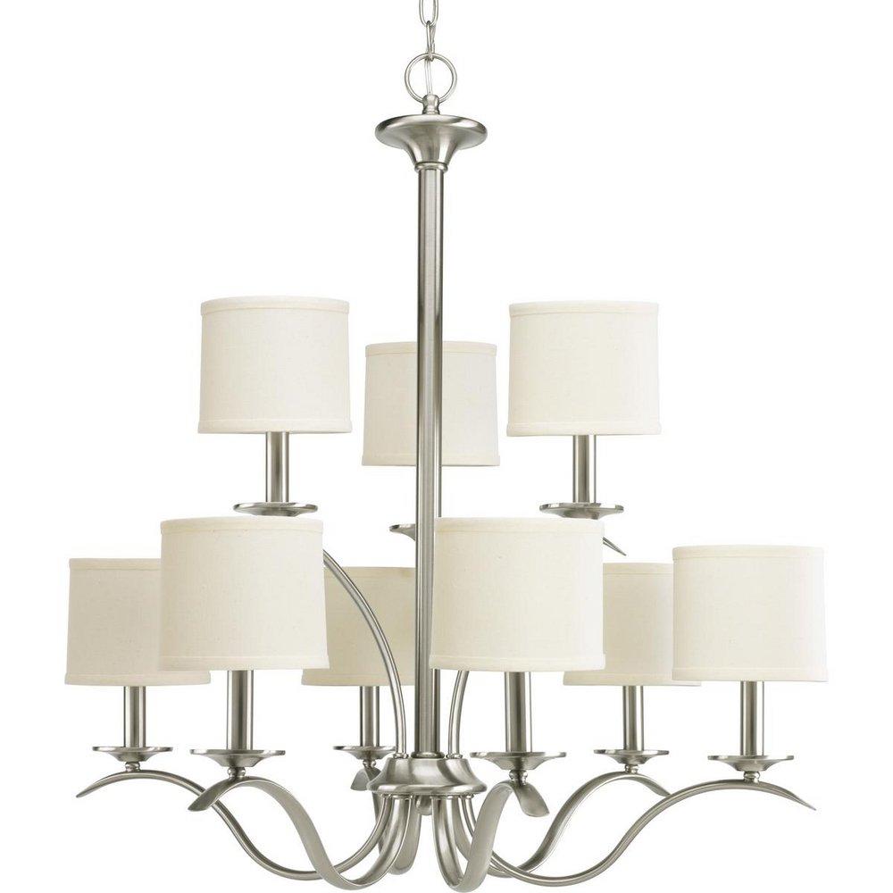 Progress Lighting Brushed Nickel 60W 9-Light Candelabra E-12 Incandescent Chandelier 