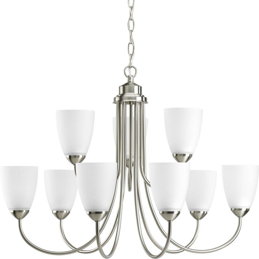 Progress Lighting Brushed Nickel 20-1/2 in. 100W 9-Light Medium E-26 Chandelier 
