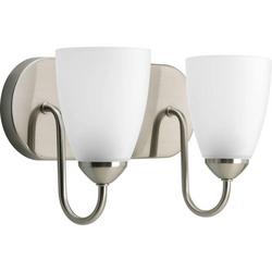 100W 2-Light Vanity Light Fixture in Brushed Nickel