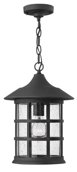 1 in. 100W 1-Light Medium E-26 Halogen Hanging Lantern in Black