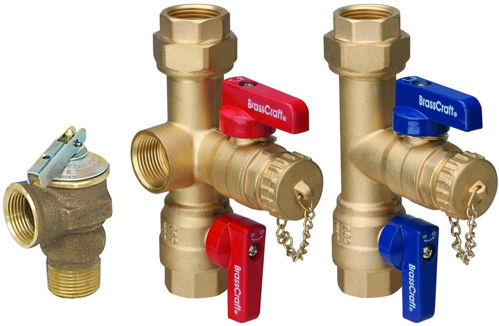 BrassCraft 5-61/100 in. Brass Service Valve Kit with Pressure Relief Valve 