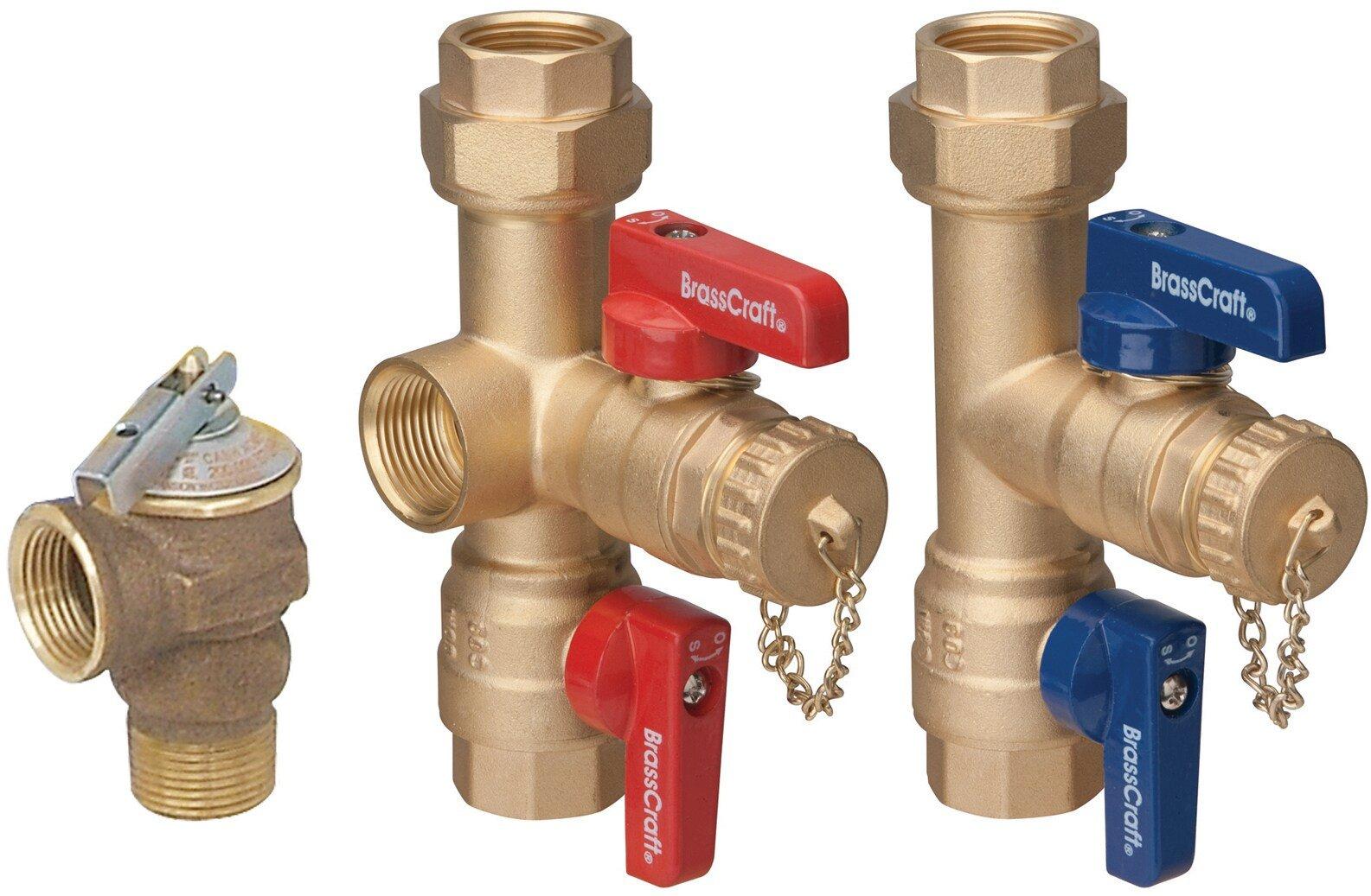 BrassCraft 5-61/100 in. Brass Service Valve Kit with Pressure Relief Valve 