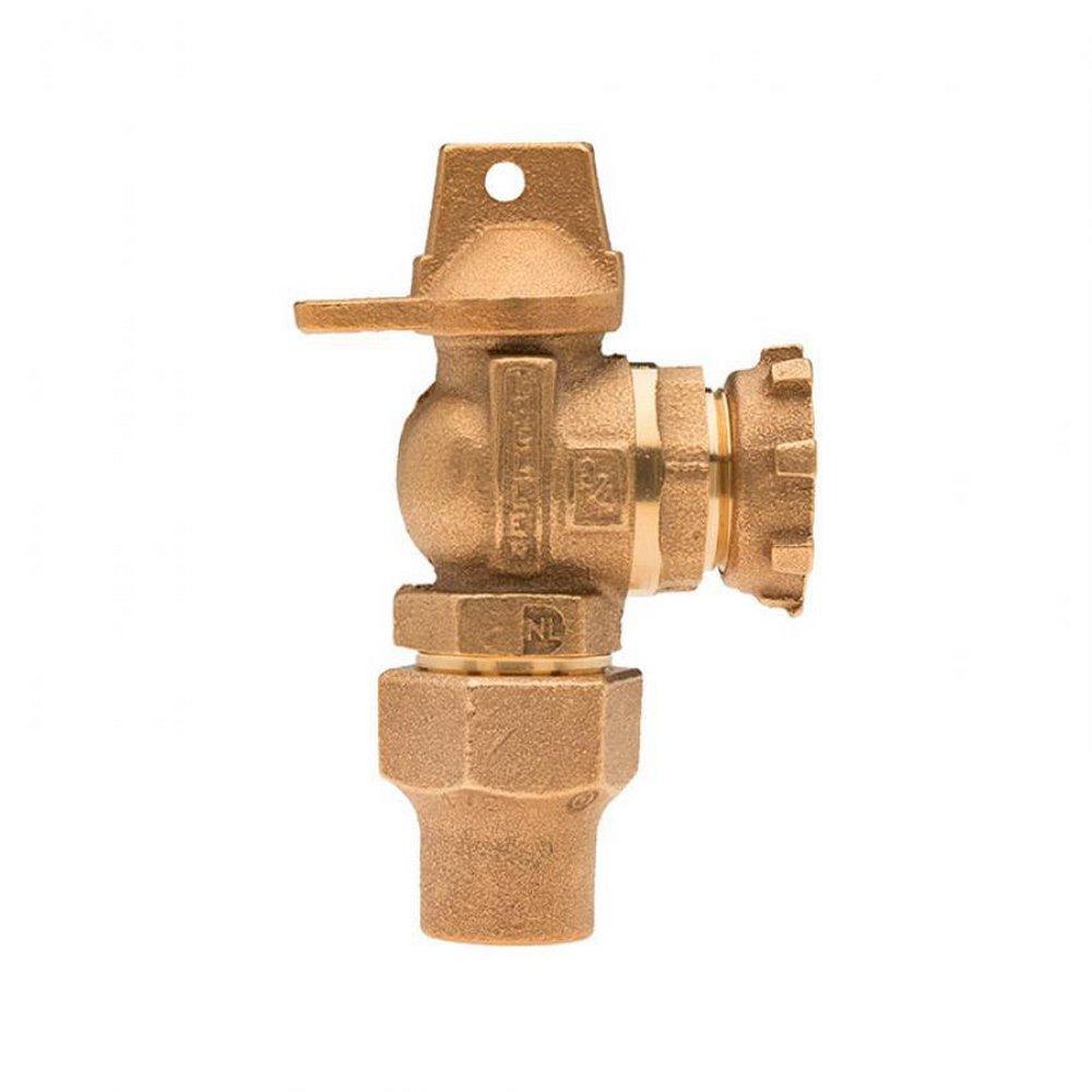Mueller Company 1 in. Copper Flared Lock Nut Brass Angle Ball Valve Curb Stop 