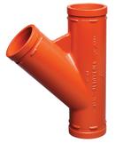 3 in. Grooved 1000 psi Lateral Orange Enamel and Painted Ductile Iron Wye