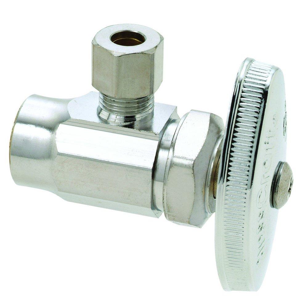 BrassCraft Chrome 1/2 x 3/8 in. Nom Sweat x OD Compression Knurled Handle Straight Supply Stop Valve 