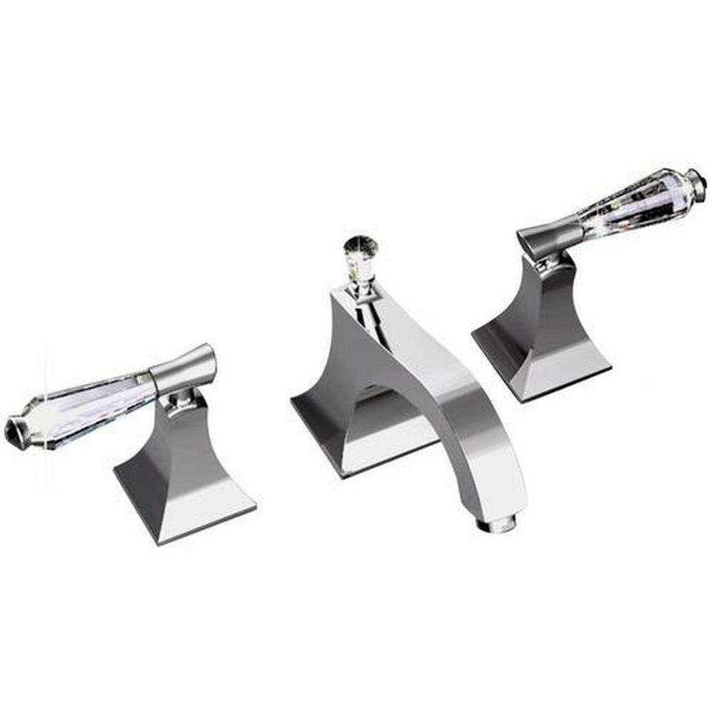 Santec Polished Chrome Widespread Bathroom Sink Faucet with Double Lever Handle 