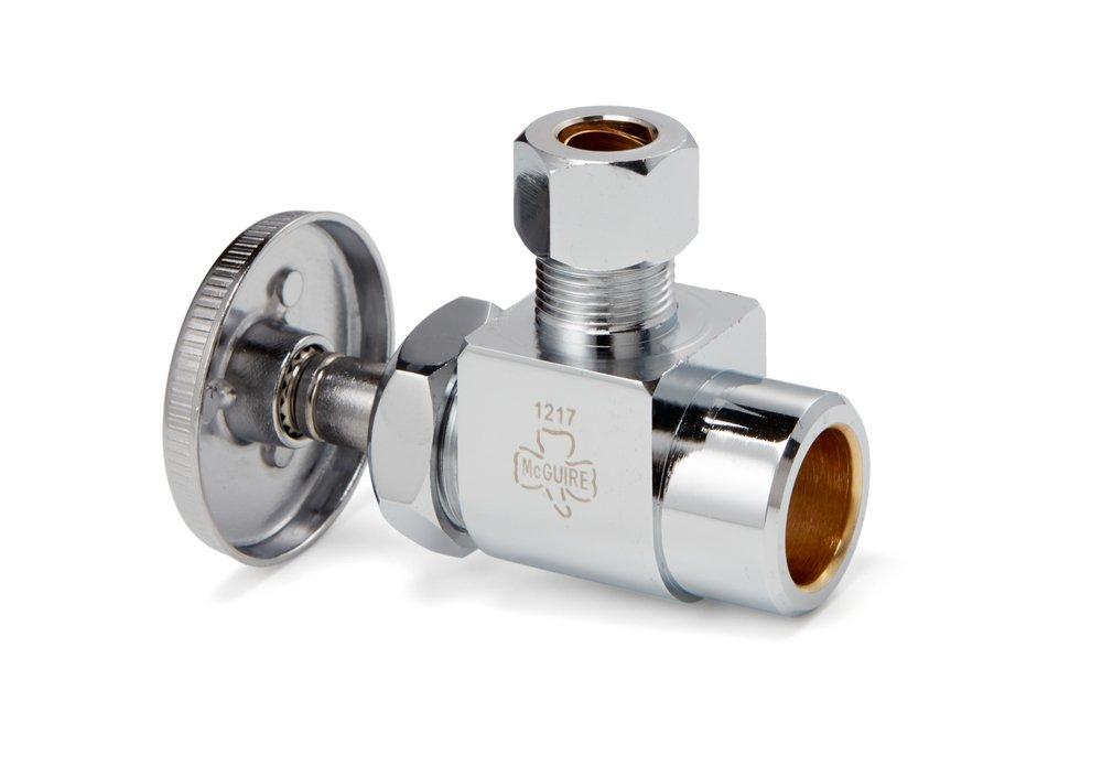 McGuire Manufacturing Chrome Plated Sweat x OD Tube Wheel Angle Supply Stop Valve in Chrome Plated 