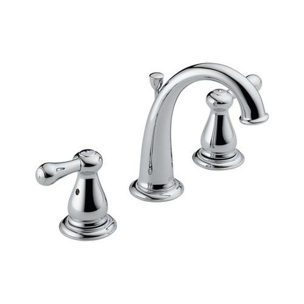 Delta Faucet Polished Chrome Double Lever Handle High Arc Widespread Bathroom Sink Faucet with Metal Pop-Up 