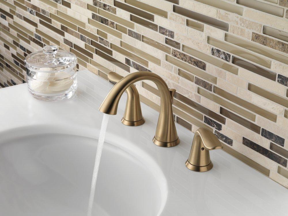 Delta Faucet Brilliance® Champagne Bronze Two Handle Widespread Bathroom Sink Faucet with Pop-Up Drain Assembly 