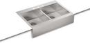 35-3/4 x 24-5/16 in. 3-Hole Stainless Steel Double Bowl Farmhouse Kitchen Sink with Sound Dampening