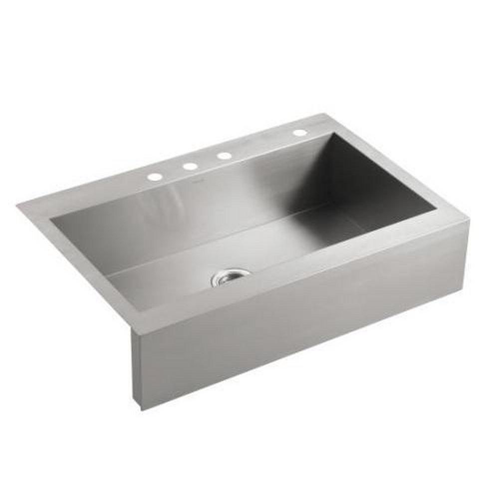 KOHLER Stainless Steel 35-3/4 x 24-5/16 in. 1 Hole Stainless Steel Single Bowl Drop-in Kitchen Sink 