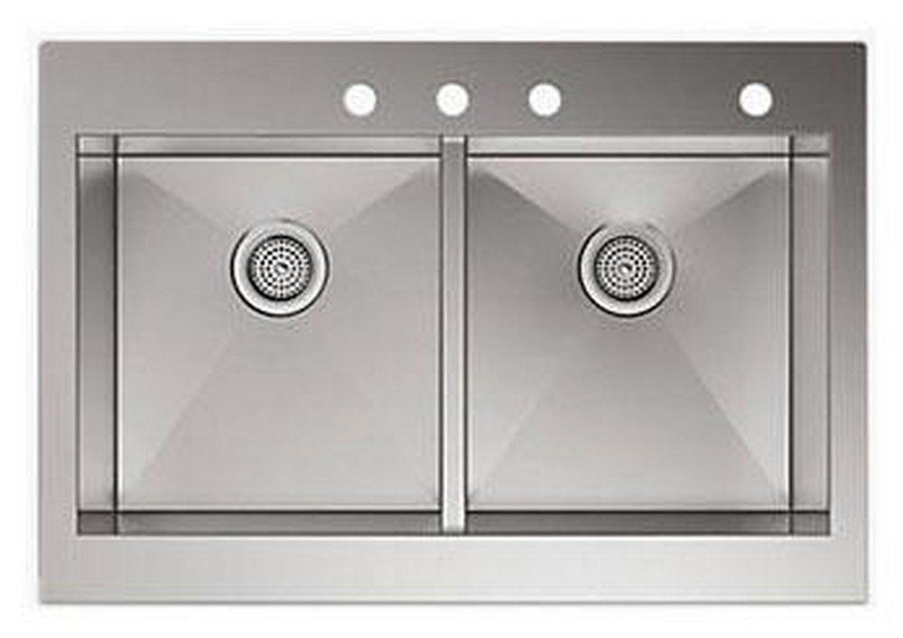 KOHLER Stainless Steel 35-3/4 x 24-5/16 in. Stainless Steel Double Bowl Farmhouse Kitchen Sink with Sound Dampening 