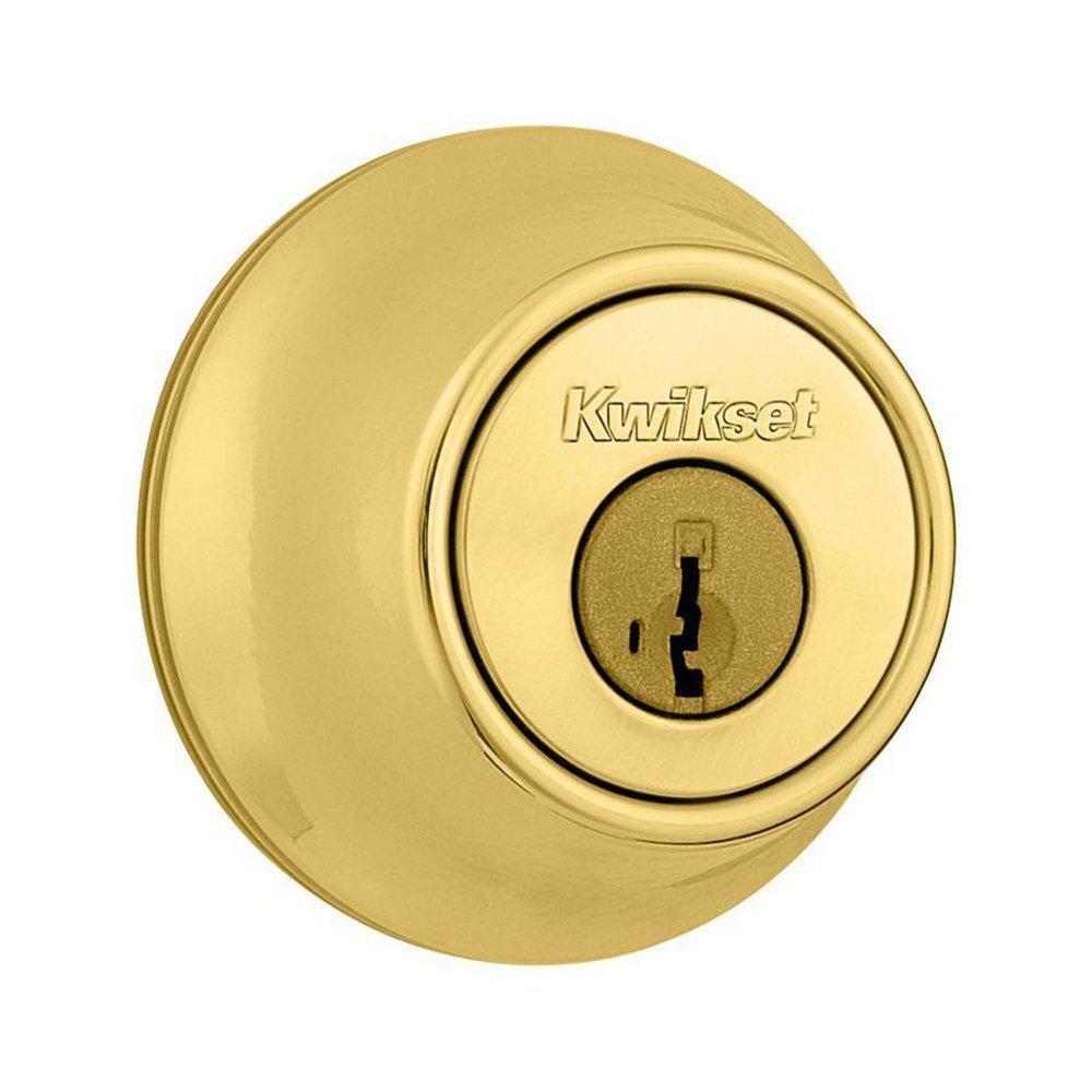 Kwikset Polished Brass Series Single Cylinder Deadbolt with SmartKey Security 