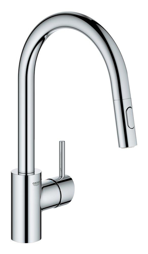 GROHE StarLight Chrome Single Handle Pull Down Kitchen Faucet with Two-Function Spray, EasyDock and SpeedClean Technology 