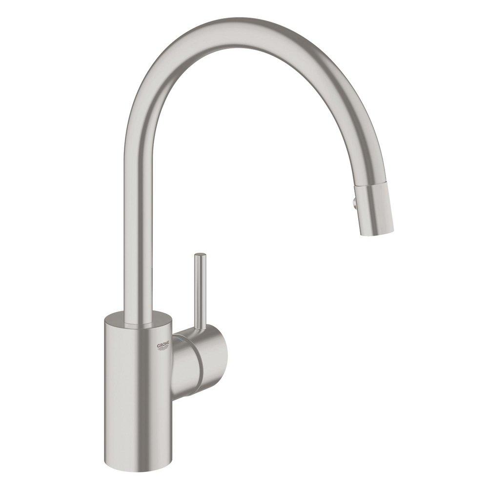 GROHE SuperSteel Infinity™ Single Handle Pull Down Kitchen Faucet with Two-Function Spray and EasyDock Technology 