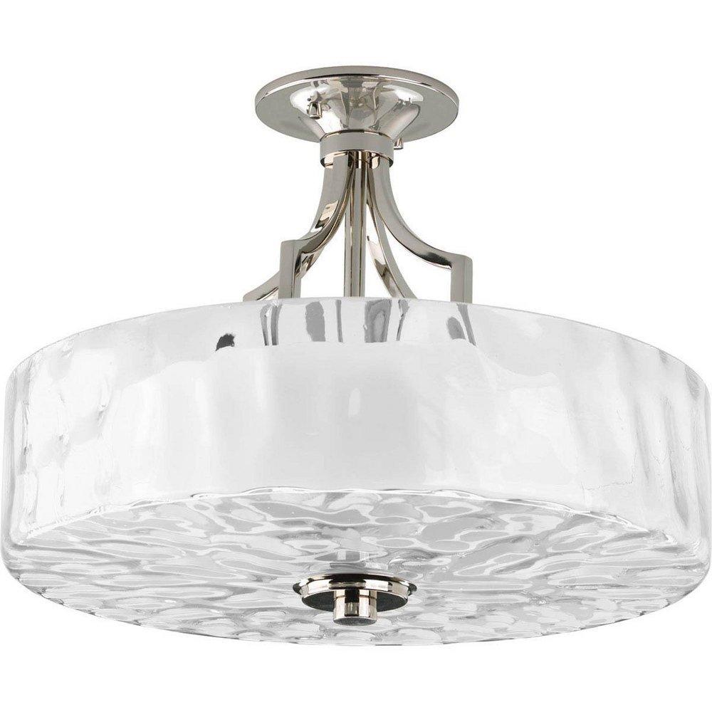 Progress Lighting Polished Nickel 2 Light 100W Semi Flush Mount Ceiling Fixture 