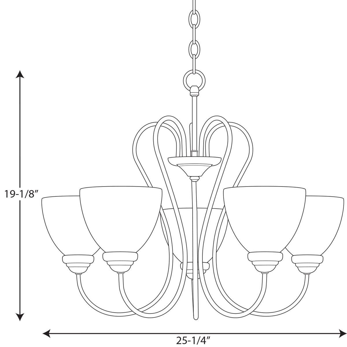 Progress Lighting Brushed Nickel 19-1/8 in. 100W 5-Light Medium E-26 Chandelier 