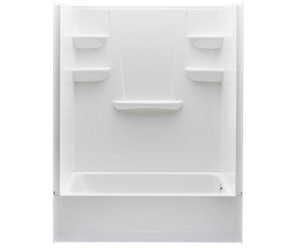 Aquatic White 60 x 31-1/4 in. Tub & Shower Unit with Right Drain 