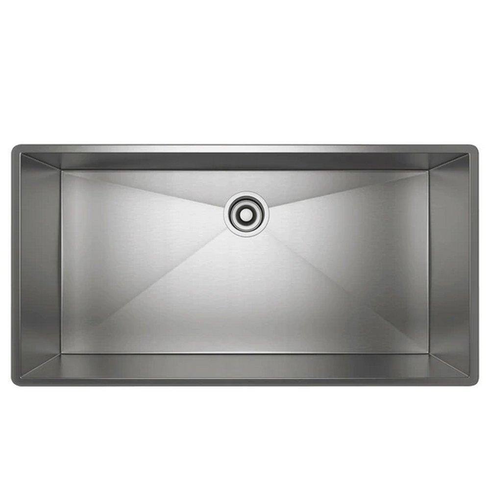 ROHL® Brushed Stainless Steel 37-1/2 x 19-1/2 in. No Hole Stainless Steel Single Bowl Dual Mount Kitchen Sink 