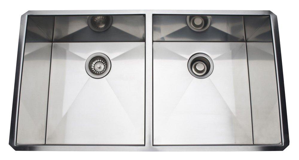 ROHL&reg; Brushed Stainless Steel 36-3/4 x 19-1/2 in. No Hole Stainless Steel Double Bowl Dual Mount Kitchen Sink 