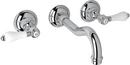 Wall Mount Widespread Bathroom Sink Faucet with Double Porcelain Lever Handle in Polished Chrome