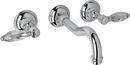 Wall Mount Widespread Bathroom Sink Faucet with Double Crystal Lever Handle in Polished Chrome