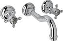 Wall Mount Widespread Bathroom Sink Faucet with Double Crystal Cross Handle in Polished Chrome