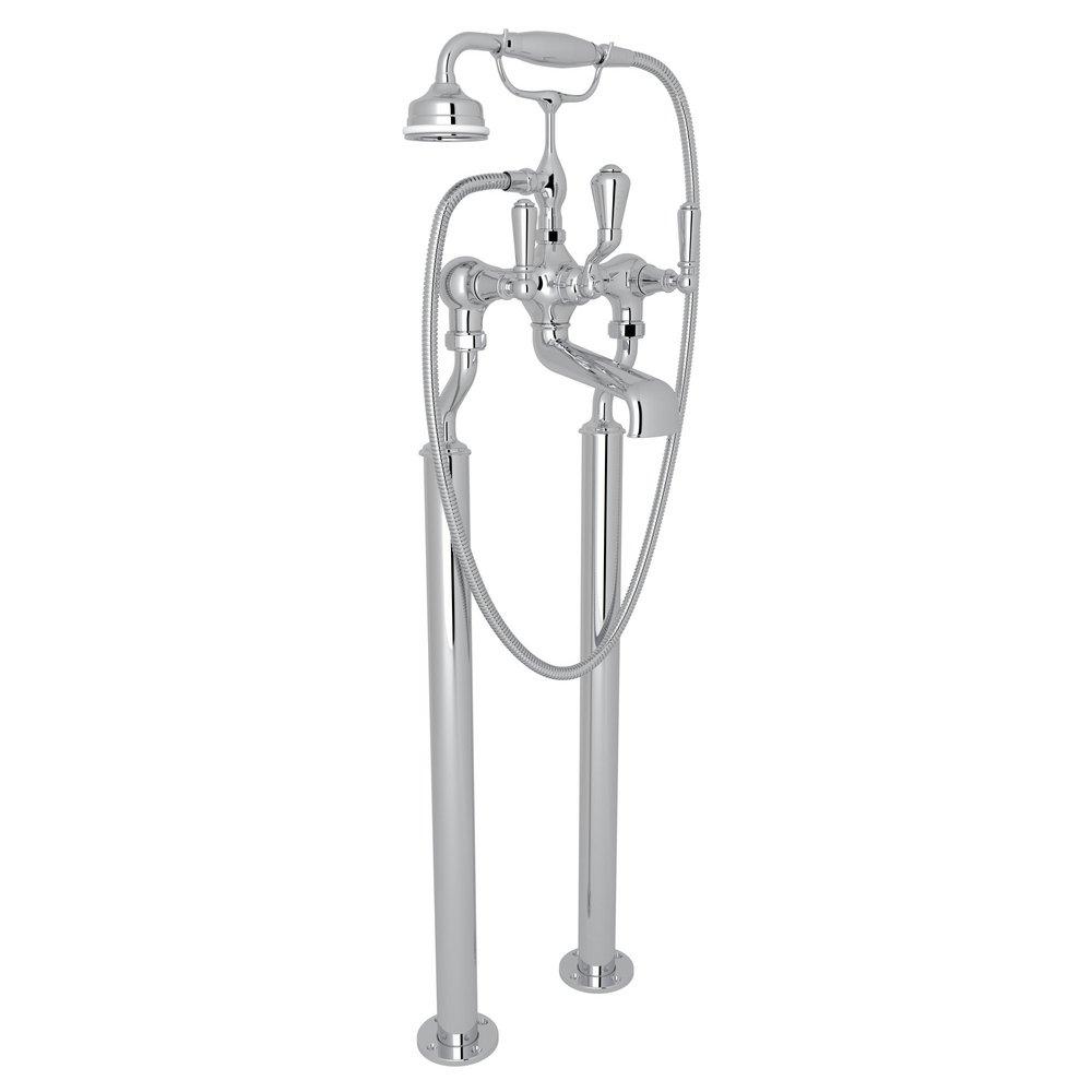 Perrin & Rowe&reg; Polished Chrome Three Handle Lever Floor Mount Filler 