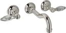 Wall Mount Widespread Bathroom Sink Faucet with Double Crystal Lever Handle in Polished Nickel