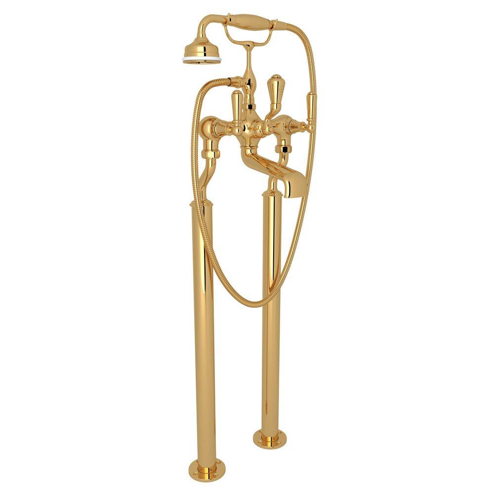 Perrin & Rowe&reg; English Gold Three Handle Lever Floor Mount Filler 