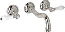 Wall Mount Widespread Bathroom Sink Faucet with Double Porcelain Lever Handle in Polished Nickel