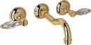 Wall Mount Widespread Bathroom Sink Faucet with Double Crystal Lever Handle in Inca Brass