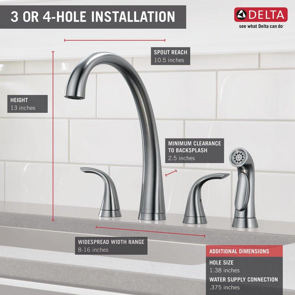 Delta Faucet Arctic Stainless Two Handle Kitchen Faucet 
