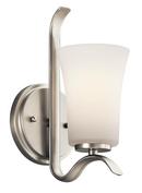 100W 1-Light Medium Incandescent Wall Sconce in Brushed Nickel