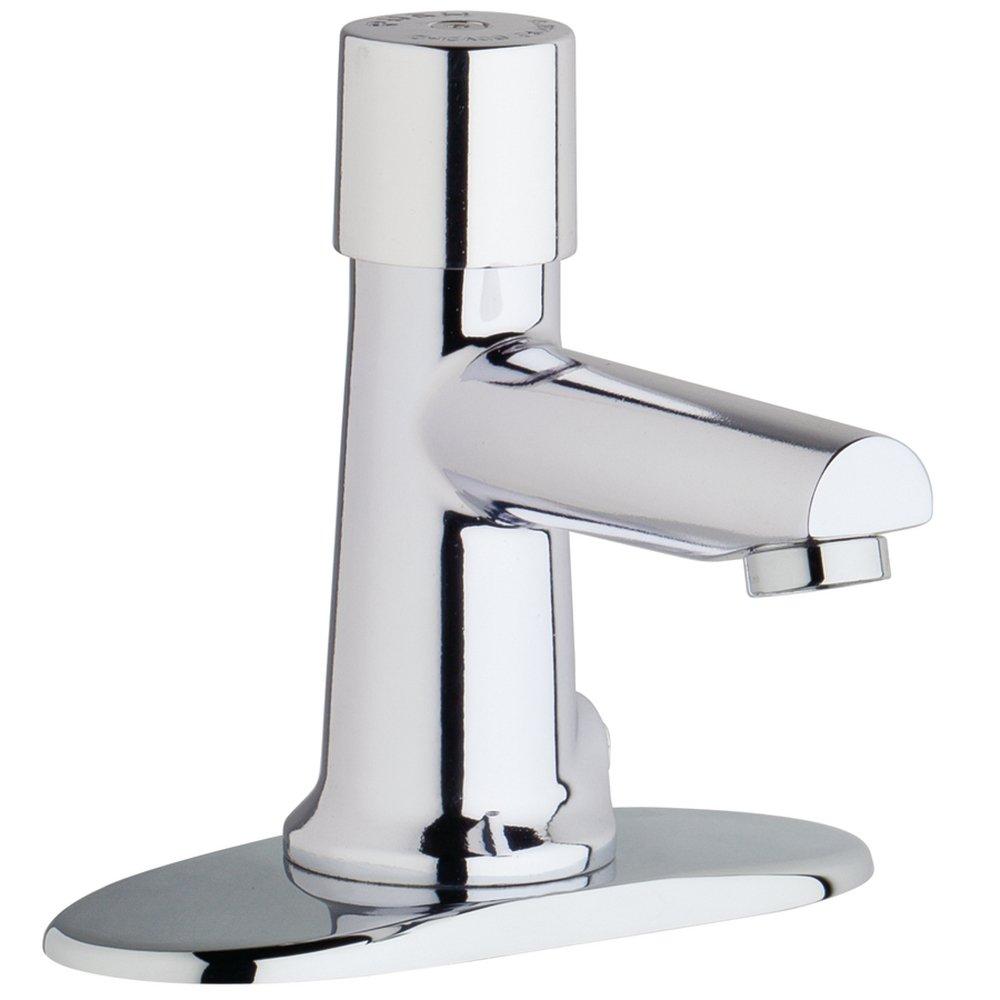 Chicago Faucets Polished Chrome Single Handle Metering Bathroom Sink Faucet 