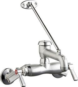 Two Lever Handle Wall Mount Service Faucet in Rough Chrome
