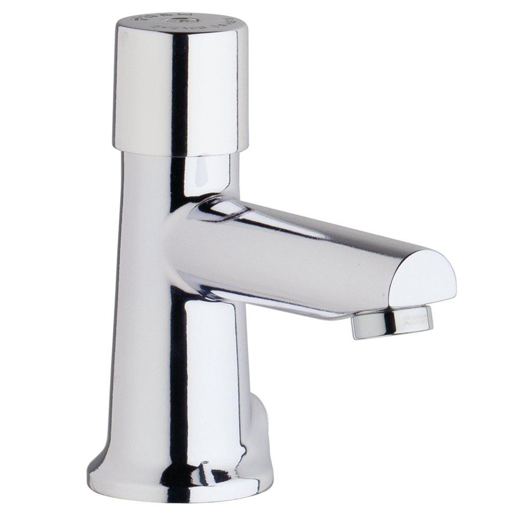 Chicago Faucets Polished Chrome Single Handle Metering Bathroom Sink Faucet 