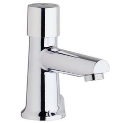 Single Handle Metering Monoblock Bathroom Sink Faucet in Polished Chrome